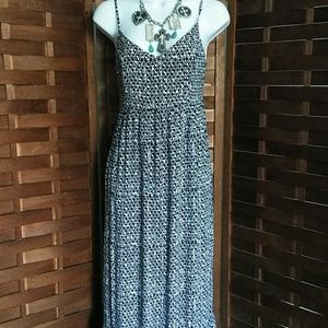 Black and white maxi dress.